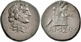 PONTOS. Amisos. Time of Mithradates VI Eupator, circa 100-85 BC. AE (Bronze, 22 mm, 8.45 g, 1 h). Head of Dionysos to right, wearing wreath of ivy and...