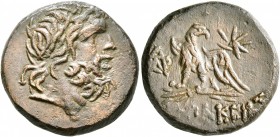 PONTOS. Pharnakeia. Circa 95-90 BC. AE (Orichalcum, 20 mm, 7.95 g, 10 h). Laureate head of Zeus to right. Rev. ΦAPNAKEIAΣ Eagle standing left on thund...