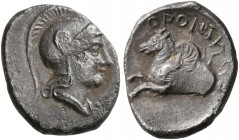 MYSIA. Adramytion. Orontes, satrap of Mysia, circa 357-352 BC. Diobol (Silver, 13 mm, 1.24 g, 7 h). Head of Athena to right, wearing crested Attic hel...