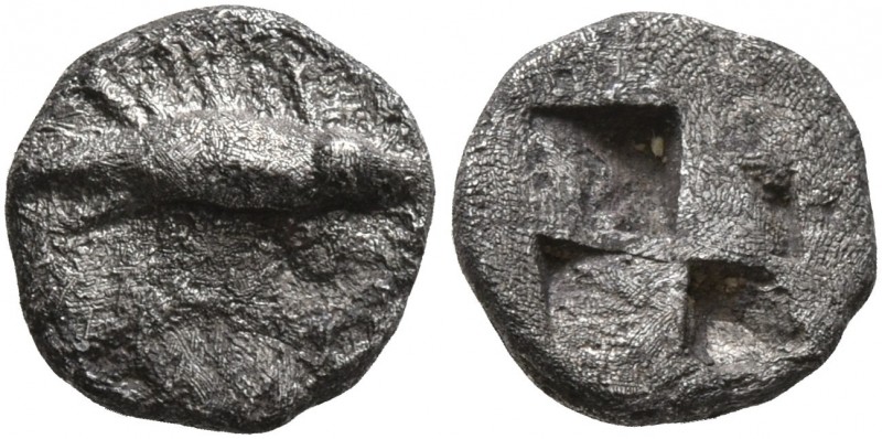 MYSIA. Kyzikos. Circa 550-500 BC. Hemiobol (Silver, 8 mm, 0.41 g). Tunny to righ...