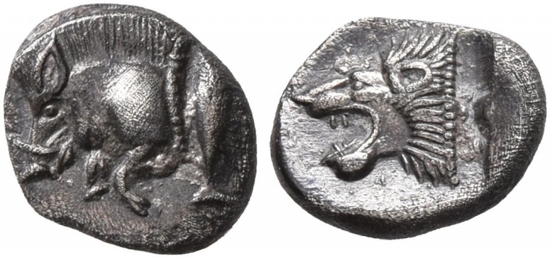 MYSIA. Kyzikos. Circa 450-400 BC. Hemiobol (Silver, 7 mm, 0.27 g, 6 h). Forepart...