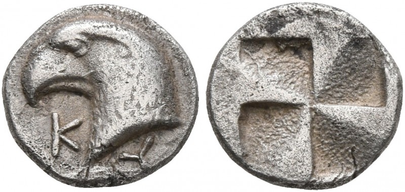 AEOLIS. Kyme. Circa 480-450 BC. Hemiobol (Silver, 8 mm, 0.49 g). K-Y Eagle's hea...