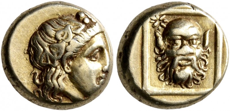 LESBOS. Mytilene. Circa 377-326 BC. Hekte (Electrum, 11 mm, 2.55 g, 12 h). Head ...