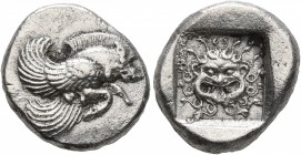 IONIA. Klazomenai. Circa 480-400 BC. Drachm (Silver, 15 mm, 3.60 g, 7 h). Forepart of a winged boar to right. Rev. Facing gorgoneion with protruding t...