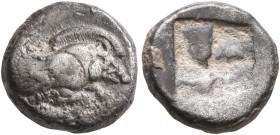 IONIA. Klazomenai. Circa 480-400 BC. Diobol (Silver, 10 mm, 1.31 g). Forepart of a winged boar to right. Rev. Quadripartite incuse square. SNG Copenha...