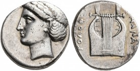 IONIA. Kolophon. Circa 375-350 BC. Drachm (Silver, 16 mm, 3.58 g, 11 h), Hermonax, magistrate. Laureate head of Apollo to left. Rev. KOΛOΦΩ - [ΕΡ]ΜΩΝΑ...