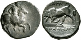 IONIA. Magnesia ad Maeandrum. Circa 350-325 BC. Hemidrachm (Silver, 12 mm, 1.28 g, 11 h), Anaximbrotos, magistrate. Helmeted warrior, in military atti...