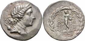 IONIA. Magnesia ad Maeandrum. Circa 155-145 BC. Tetradrachm (Silver, 30 mm, 16.37 g, 12 h), Pausanias, son of Pausanias, magistrate. Diademed and drap...