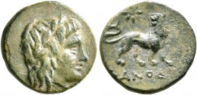 IONIA. Miletos. Circa 340-325 BC. Chalkous (Bronze, 11 mm, 1.06 g, 11 h), Phanodikos, magistrate. Laureate head of Apollo to right. Rev. ΦΑΝΟΔΙ[ΚΟC] L...