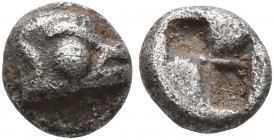 IONIA. Phokaia. Circa 525/0-500 BC. Hemiobol (Silver, 6 mm, 0.48 g). Head of a seal to right. Rev. Quadripartite incuse square. SNG Kayhan 1426-7. Nic...