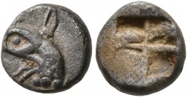 IONIA. Phokaia. Late 6th century BC. Trihemiobol (Silver, 8 mm, 0.73 g). Head of a griffin to left. Rev. Quadripartite incuse square. SNG von Aulock 2...