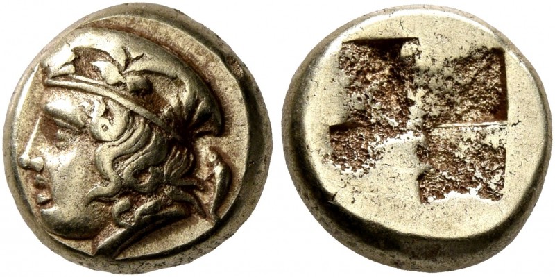 IONIA. Phokaia. Circa 478-387 BC. Hekte (Electrum, 10 mm, 2.54 g). Head of Hera ...