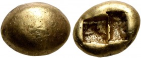 IONIA. Uncertain. Circa 650-600 BC. Hekte (Gold, 10 mm, 2.33 g), Lydo-Milesian standard. Plain globular surface. Rev. Two incuse squares. Karwiese, Ar...