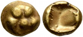 IONIA. Uncertain. Circa 600-550 BC. Myshemihekte – 1/24 Stater (Electrum, 6 mm, 0.56 g), Milesian standard. Lion's paw (?). Rev. Rough incuse square. ...