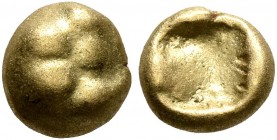 IONIA. Uncertain. Circa 600-550 BC. 1/24 Stater (Electrum, 5 mm, 0.56 g), Milesian standard. Lion's paw (?). Rev. Rough incuse square. Rosen 283. SNG ...