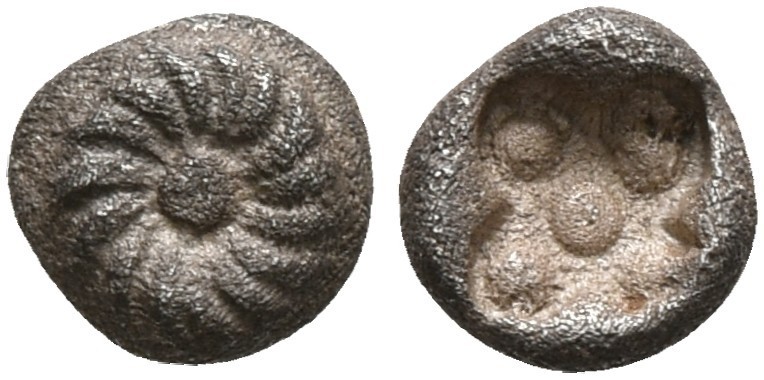 IONIA. Uncertain. Circa 520-480 BC. Hemitetartemorion (Silver, 4 mm, 0.10 g). Ro...