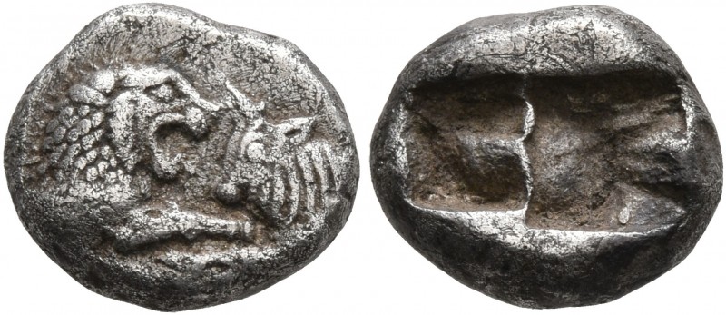 KINGS OF LYDIA. Kroisos, circa 560-546 BC. 1/3 Stater (Silver, 10 mm, 1.69 g), S...