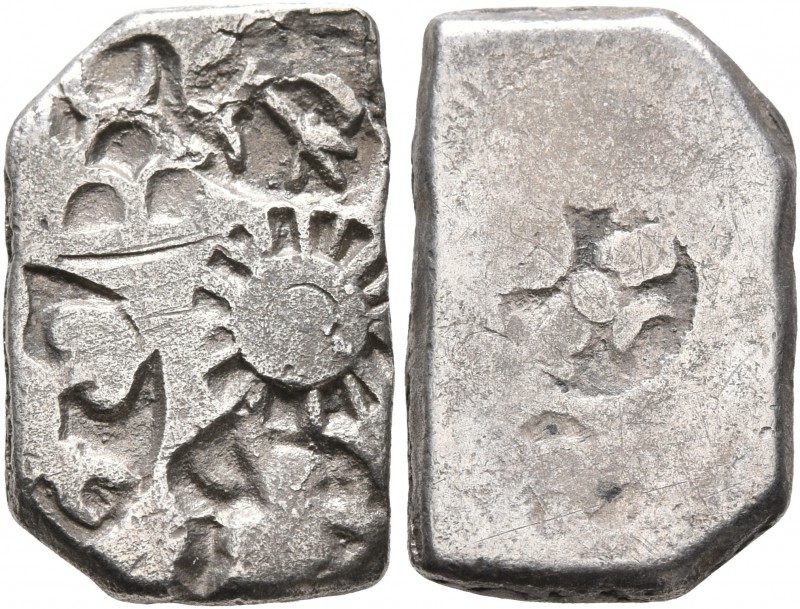 INDIA, Mauryan Empire. Karshapana (Silver, 11x18 mm, 2.91 g), circa 2nd century ...