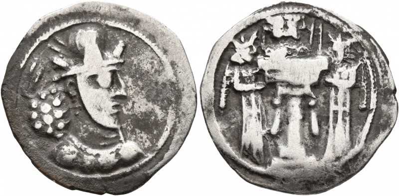 SASANIAN KINGS. Shahpur II, 309-379. Drachm (Silver, 24 mm, 4.09 g, 3 h), Mint I...