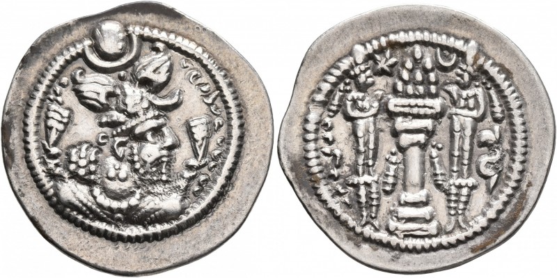 SASANIAN KINGS. Peroz I, 457/9-484. Drachm (Silver, 27 mm, 4.10 g, 3 h), WH (Weh...