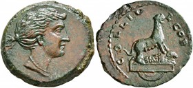 CORINTHIA. Corinth. Pseudo-autonomous issue. 'As' (Bronze, 23 mm, 7.23 g, 1 h), time of Hadrian, 117-138. Head of Aphrodite (?) to right, her hair bou...