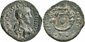 PONTUS. Neocaesarea. Gallienus, 253-268. Tetrassarion (Bronze, 25 mm, 9.89 g, 12 h), CY 200 = 263/4. AYT K ΠO ΛIK ΓAΛIHNOC (sic!) Laureate, draped and...