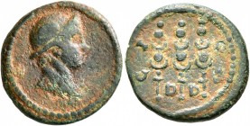 BITHYNIA. Apamea. Pseudo-autonomous issue. AE (Bronze, 17 mm, 3.10 g, 7 h), mid to late 1st century BC. Head of Hermes to right, wearing petasos. Rev....