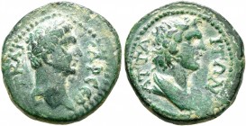 MYSIA. Attaea. Trajan, 98-117. Hemiassarion (Bronze, 17 mm, 3.24 g, 12 h). AYT KAICAP CЄB Laureate head of Trajan to right. Rev. ΑΤΤΑΙΤΩΝ Draped bust ...