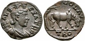 TROAS. Alexandria Troas. Pseudo-autonomous issue. 'As' (Bronze, 20 mm, 5.15 g, 8 h), mid 3rd century. ALEXA TRO Turreted and draped bust of the city-g...