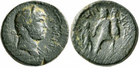 TROAS. Dardanus. Hadrian, 117-138. Assarion (Bronze, 20 mm, 7.70 g, 1 h). [...AΔPIANOC...] Laureate head of Hadrian to right, with slight drapery on h...