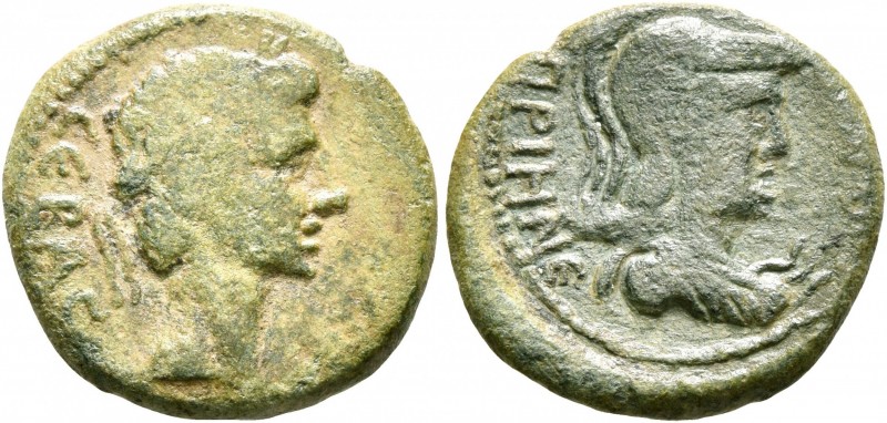IONIA. Priene. Augustus, 27 BC-AD 14. Hemiassarion (Bronze, 16 mm, 2.54 g, 11 h)...