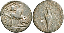ISLANDS OFF IONIA, Chios. Pseudo-autonomous issue. Triassarion (Bronze, 30 mm, 9.00 g, 1 h), Q. Va. Preimos, archon for the second time. Time of the A...
