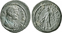 LYDIA. Gordus-Julia. Pseudo-autonomous issue. Assarion (Bronze, 21 mm, 4.38 g, 6 h), time of the Antonines, 138-192. IЄΡΑ ϹYΝΚΛΗΤΟϹ Draped bust of the...