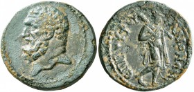LYDIA. Maeonia. Pseudo-autonomous issue. Assarion (Bronze, 21 mm, 4.55 g, 7 h), Cl. Roufos, strategos. Time of Trajan, 98-117. Head of Herakles to lef...
