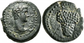LYDIA. Philadelphia. Claudius, 41-54. Hemiassarion (Bronze, 15 mm, 3.32 g, 1 h), Chondros, magistrate. ΚΛΑΥΔΙΟϹ ΚΑΙϹΑΡ Laureate head of Claudius to ri...