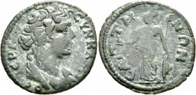 LYDIA. Saitta. Pseudo-autonomous issue. Diassarion (Bronze, 26 mm, 5.40 g, 7 h), time of the Severans, 193-235. IЄPA CYNKΛHTOC Draped bust of the Sena...