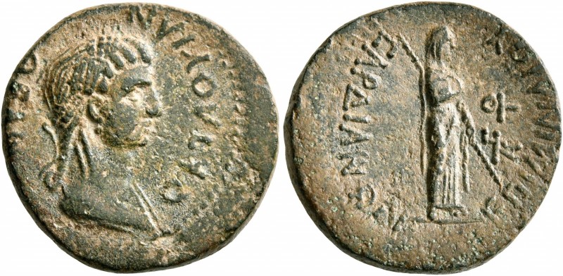 LYDIA. Sardis. Claudia Octavia, Augusta, 54-62. Assarion (Bronze, 19 mm, 4.96 g,...