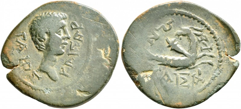 LYDIA. Tralles. Caius, Caesar, 20 BC-AD 4. Assarion (Bronze, 22 mm, 4.10 g, 1 h)...