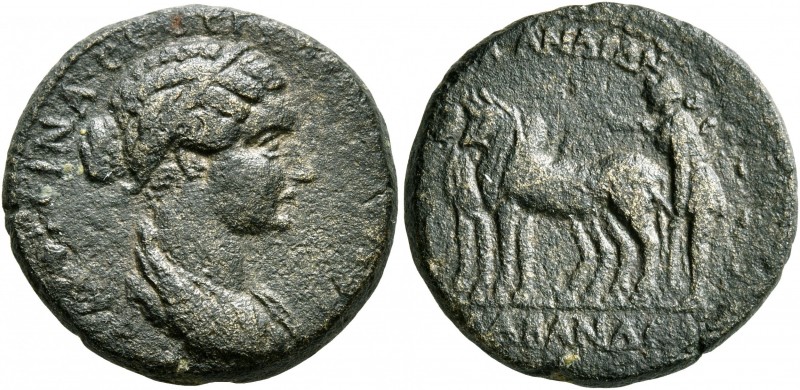 CARIA. Alabanda. Faustina Junior, Augusta, 147-175. Assarion (Orichalcum, 19 mm,...
