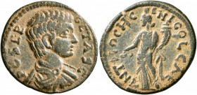 PISIDIA. Antiochia. Geta, as Caesar, 198-209. 'As' (Bronze, 23 mm, 5.14 g, 7 h). PO SEP GETAS C Bare-headed, draped and cuirassed bust of Geta to righ...