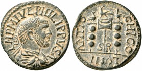 PISIDIA. Antiochia. Philip I, 244-249. 'Dupondius' (Bronze, 25 mm, 10.10 g, 7 h). IMP M IVL PHILIPPVS A Radiate, draped and cuirassed bust of Philip I...