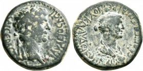 LYCAONIA. Iconium. Claudius, 41-54. Assarion (Bronze, 20 mm, 6.77 g, 5 h), Annius Afrinus, legate. KΛAYΔIOC KAICAP CЄBACTOC Laureate head of Claudius ...
