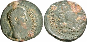 CILICIA. Anazarbus. Germanicus, died 19. Tetrassarion (Bronze, 29 mm, 16.86 g, 12 h), CY 67 = 48/49. ΓЄPMANIKOC [KAICAP] Bare head of Germanicus to ri...