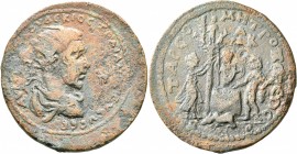 CILICIA. Tarsus. Trajan Decius, 249-251. Hexassarion (Bronze, 34 mm, 21.40 g, 12 h). ΑΥ ΚЄ [Γ ΜЄϹ Κ]ΟΥ ΔЄΚΙΟϹ ΤΡΑΙΑΝΟϹ ЄΥ ЄΥϹЄΒ / Π - Π Radiate, drape...