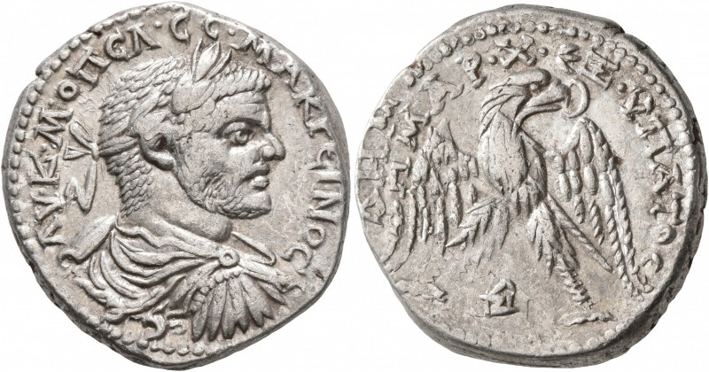 MESOPOTAMIA. Edessa. Macrinus, 217-218. Tetradrachm (Billon, 26 mm, 14.39 g, 1 h...