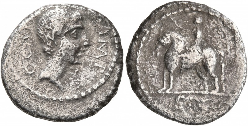 Octavian, 44-27 BC. Denarius (Silver, 18 mm, 3.54 g, 11 h), military mint moving...