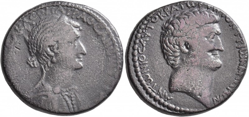 Mark Antony and Cleopatra. Tetradrachm (Silver, 26 mm, 14.17 g, 12 h), Antiochia...