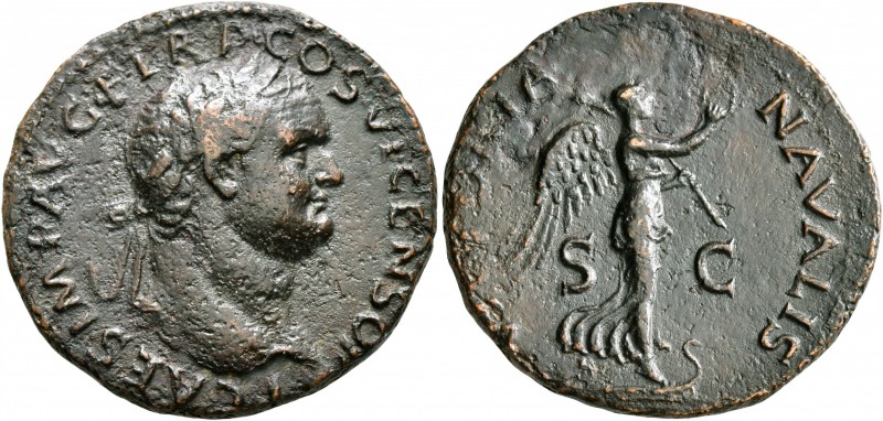 Titus, as Caesar, 69-79. As (Copper, 26 mm, 9.20 g, 7 h), Lugdunum, 77-78. T CAE...