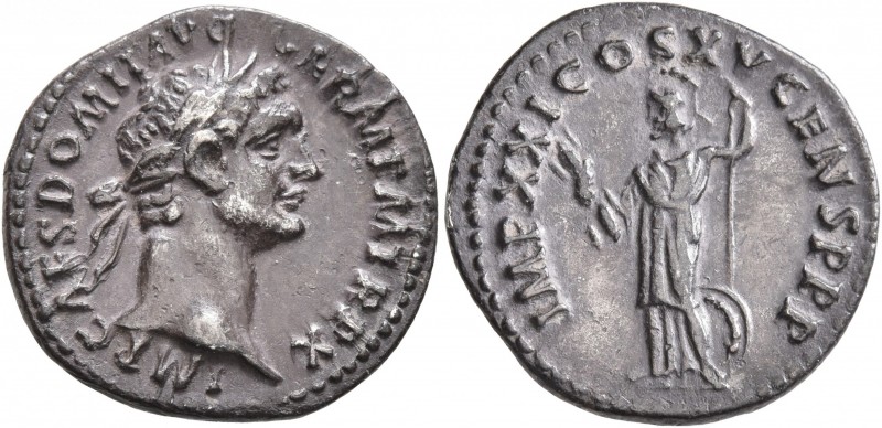 Domitian, 81-96. Denarius (Silver, 19 mm, 3.46 g, 5 h), Rome, September 90-Septe...