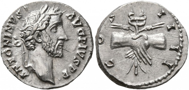 Antoninus Pius, 138-161. Denarius (Silver, 18 mm, 3.43 g, 6 h), Rome, 145-161. A...